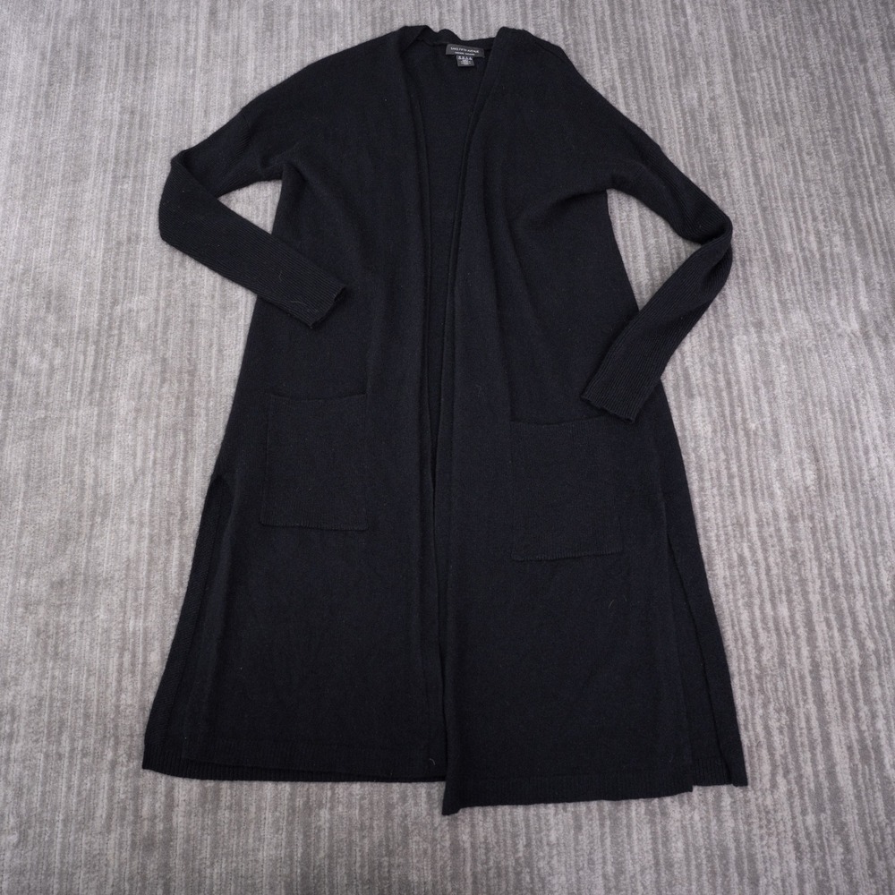 Saks Fifth Avenue Cardigan Women XS/S Black Cashmere Long Duster Pocket